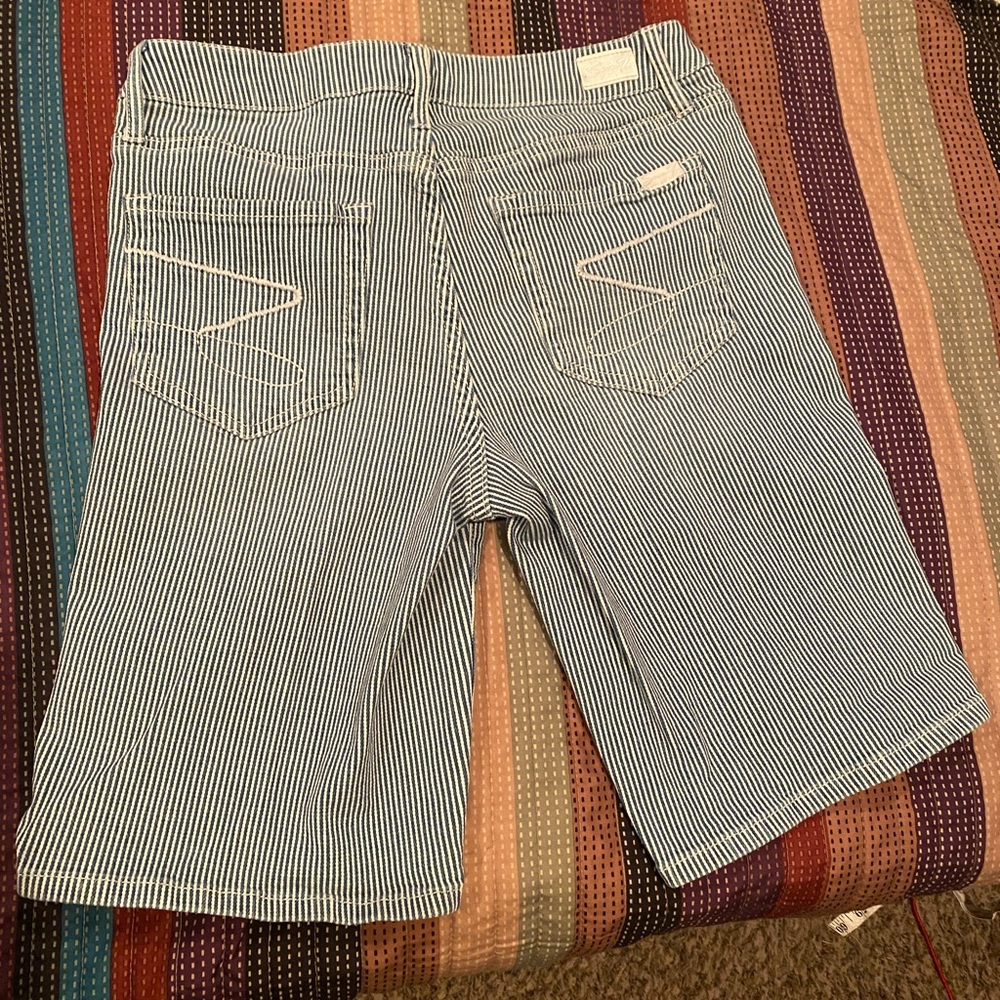Bermuda length pinstripe shorts